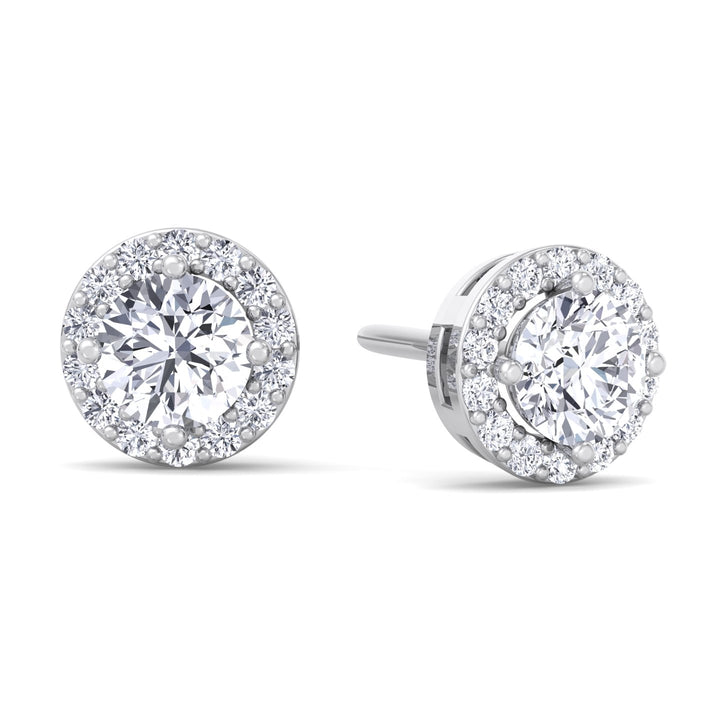 Blossom - Round Halo Diamond Studs