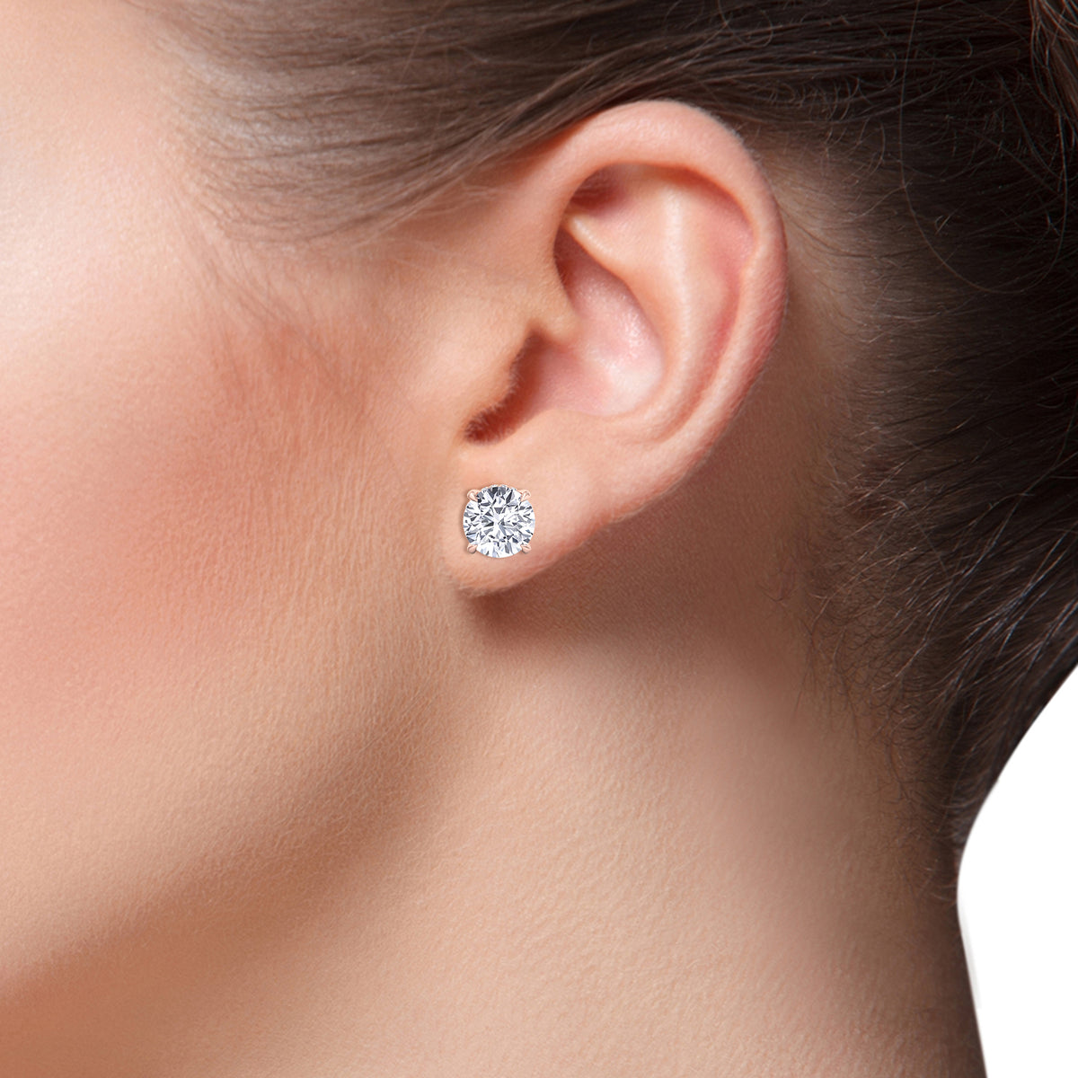 Invisible Halo Natural Diamond Studs-14K-18K-0.5CT-1CT-1.5CT-2CT-3CT-4CT-Rose Gold