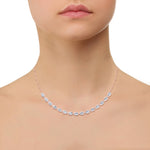 Paper Clip and Pear Shape Bezel Set Diamond Tennis Necklace Rose
