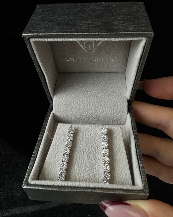 Round Cut Natural Diamond Tennis Earrings