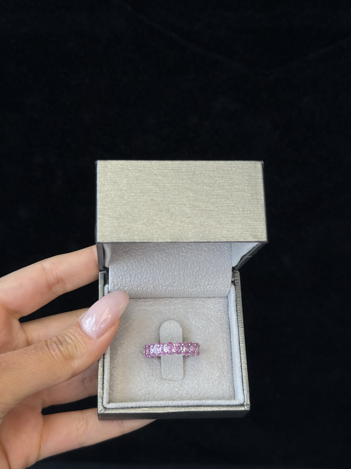 Oval Shape Pink Sapphire Eternity Band