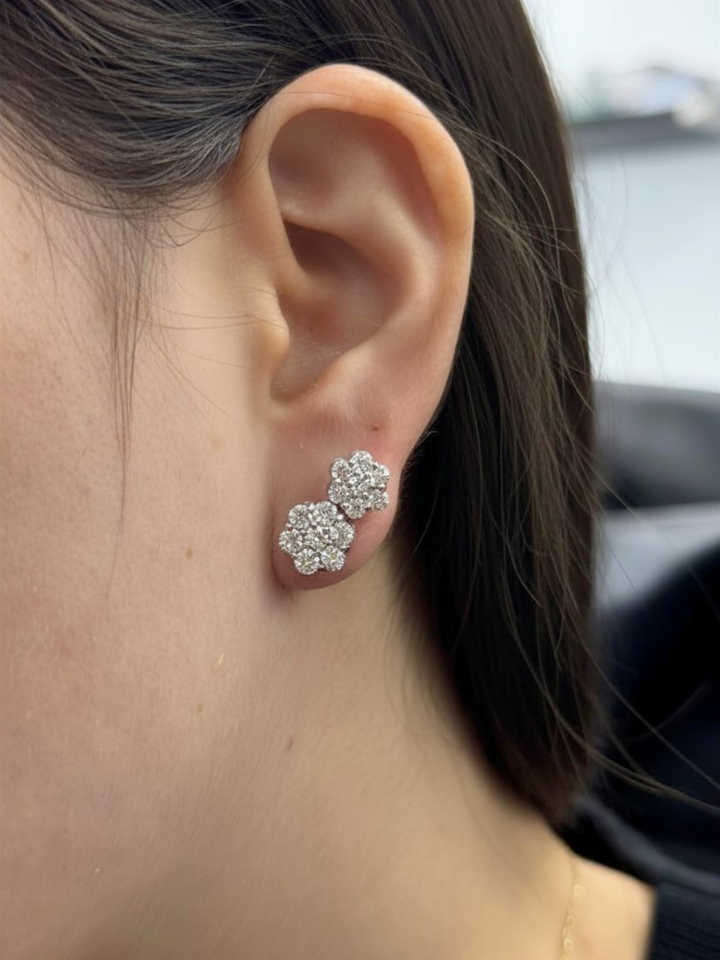 Cluster Flower Natural Diamond Studs