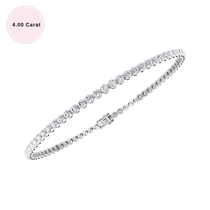 Crown Prong Natural Diamond Tennis Bracelet 18K Solid Gold