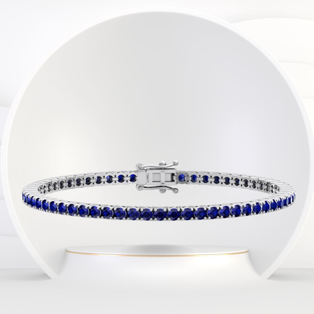 Bergen - Natural Blue Sapphire Tennis Bracelet - Gem Jewelers Co