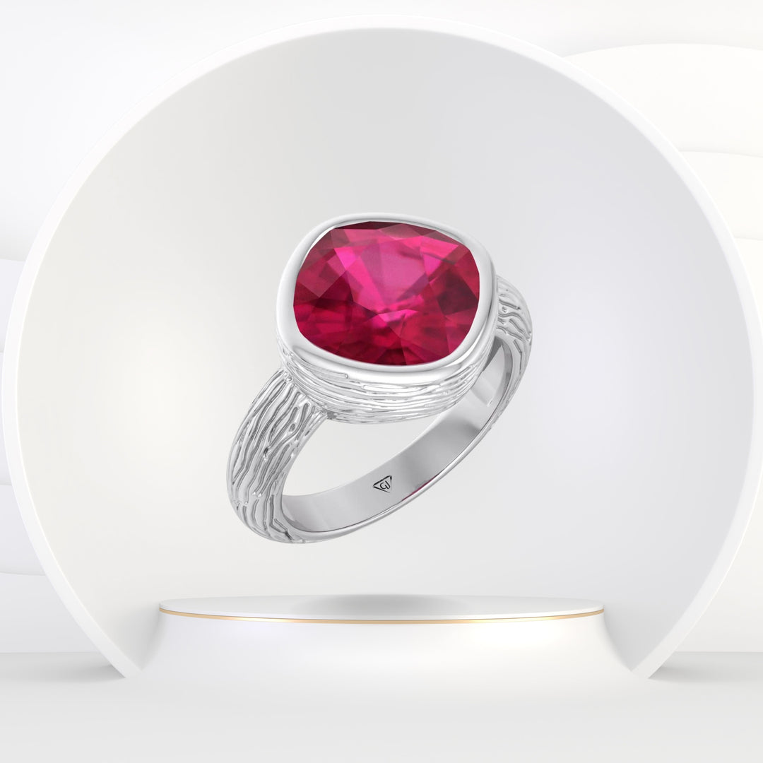 Azura - Cushion Cut Solitaire Ruby Engagement Ring