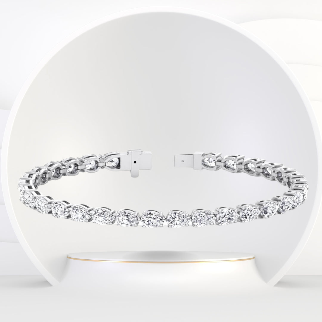 Linosa - Pear Shape East To West Natural Diamond Tennis Bracelet - Gem Jewelers Co