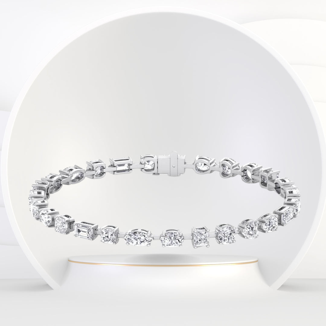 10.50CT T.W Multi Shape Natural Diamond Tennis Bracelet - Gem Jewelers Co