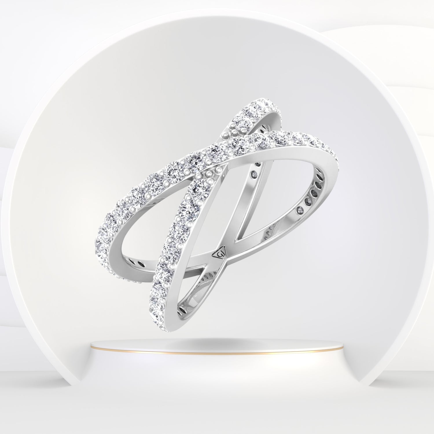 Lilly - Crossover Double Diamond Ring - Gem Jewelers Co
