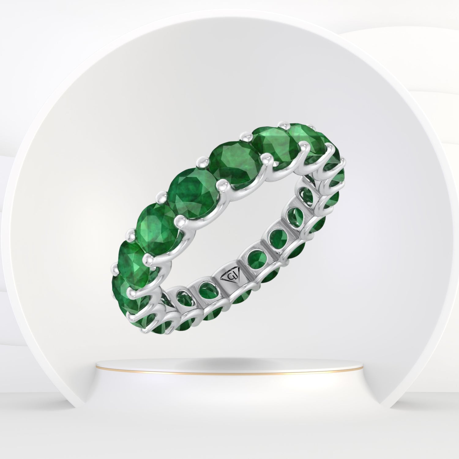 May - 2 Carat Round Emerald Eternity Band - Gem Jewelers Co