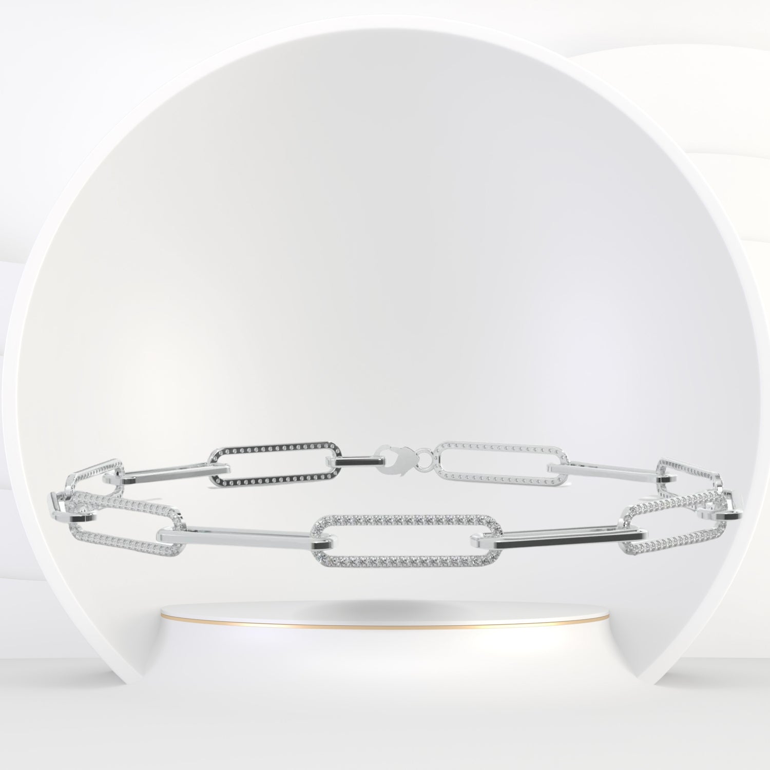 Levanzo - (1.57CT T.W.) Natural Diamond Paperclip Chain Bracelet - Gem Jewelers Co