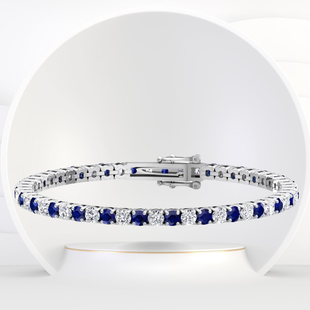 Claire - Natural Diamond & Sapphire Tennis Bracelet - Gem Jewelers Co