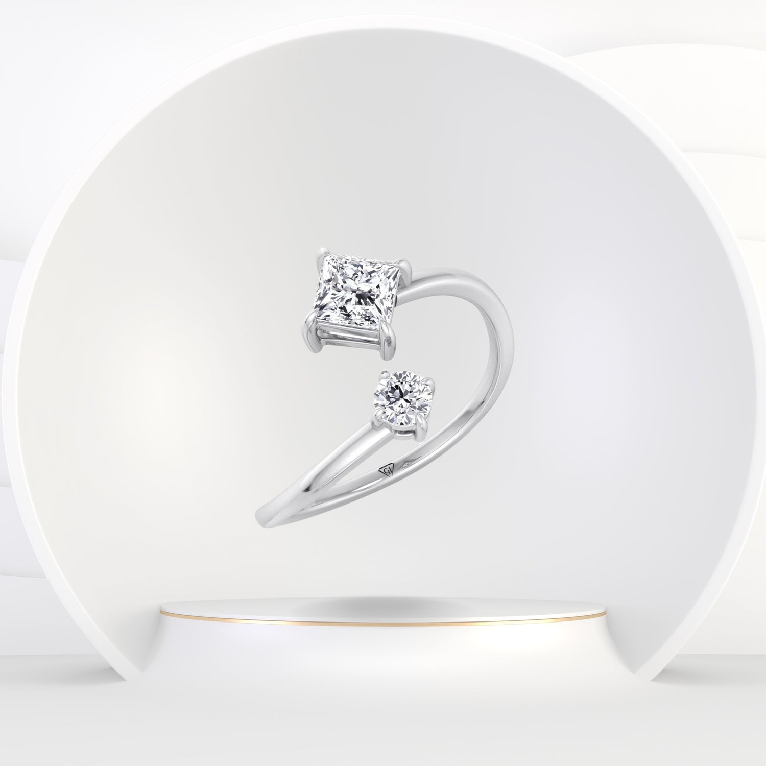 Ora - Princess & Round Cut Diamond Stackable Ring - Gem Jewelers Co