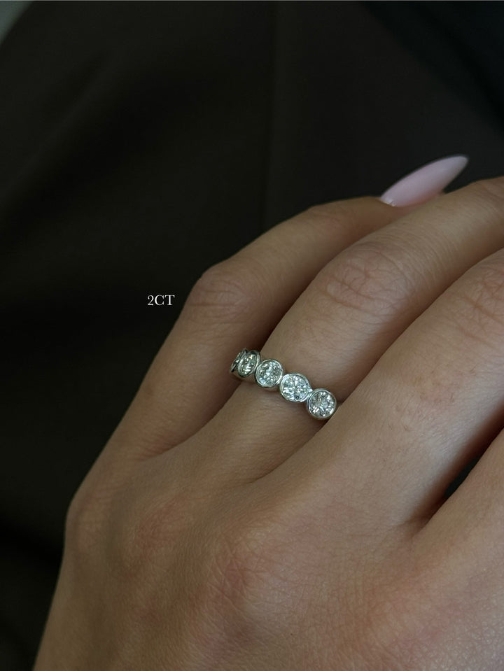 2CT Bezel Set Round Cut Diamond Eternity Band