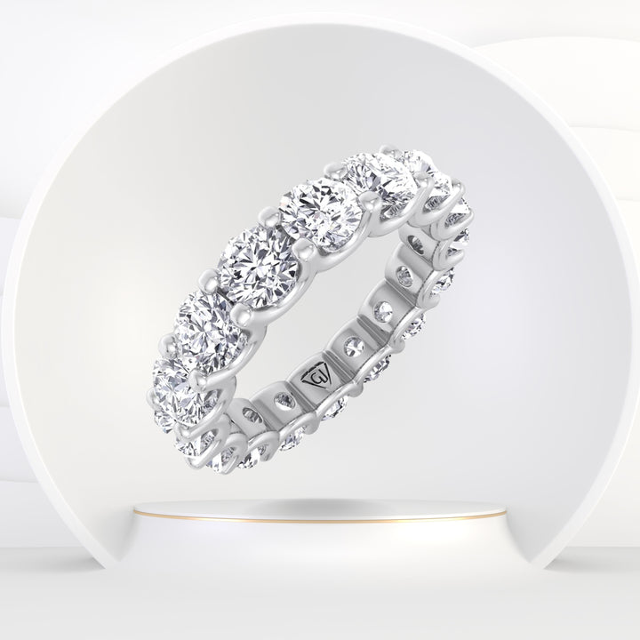 2CT  Round Diamond Eternity Band in 18K Gold ( U- Prong) - Gem Jewelers Co