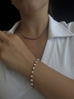 Natural Diamond & Red Ruby Tennis Bracelet 14K Solid Gold Lifestyle 1