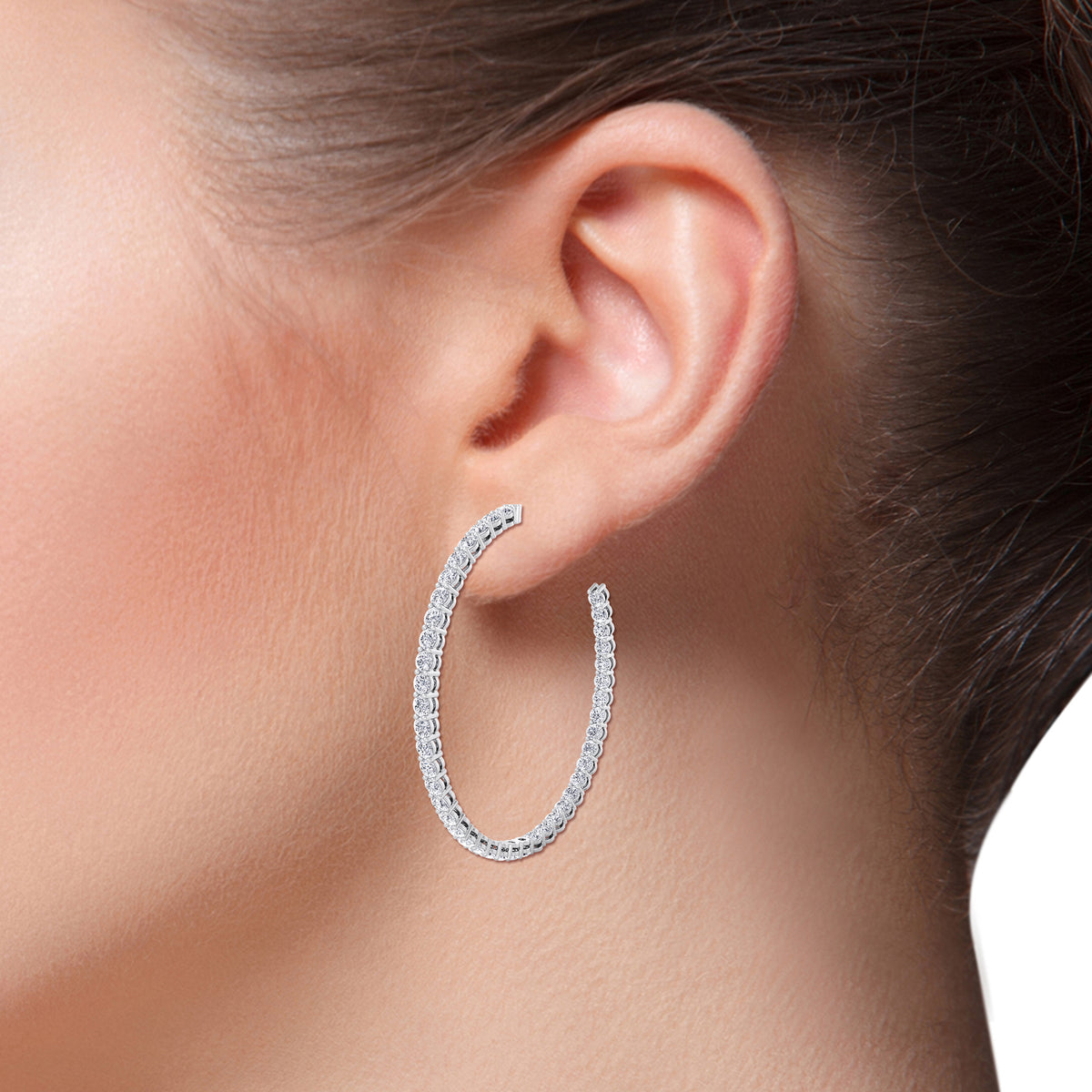Clara - 6.2CT Round Diamond Inside Out Hoops - Gem Jewelers Co