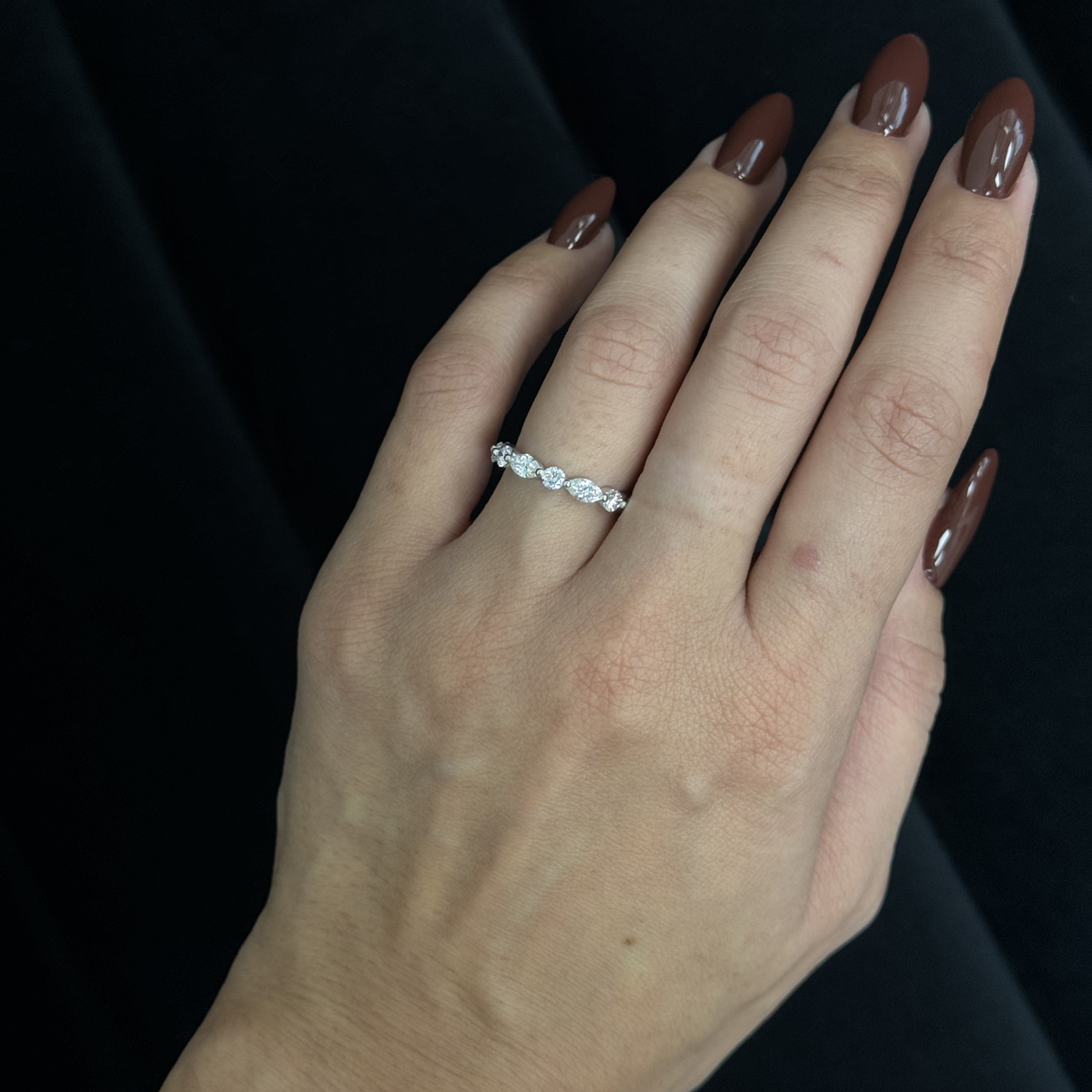 Marquise and Round Natural Diamond Eternity Wedding Band
