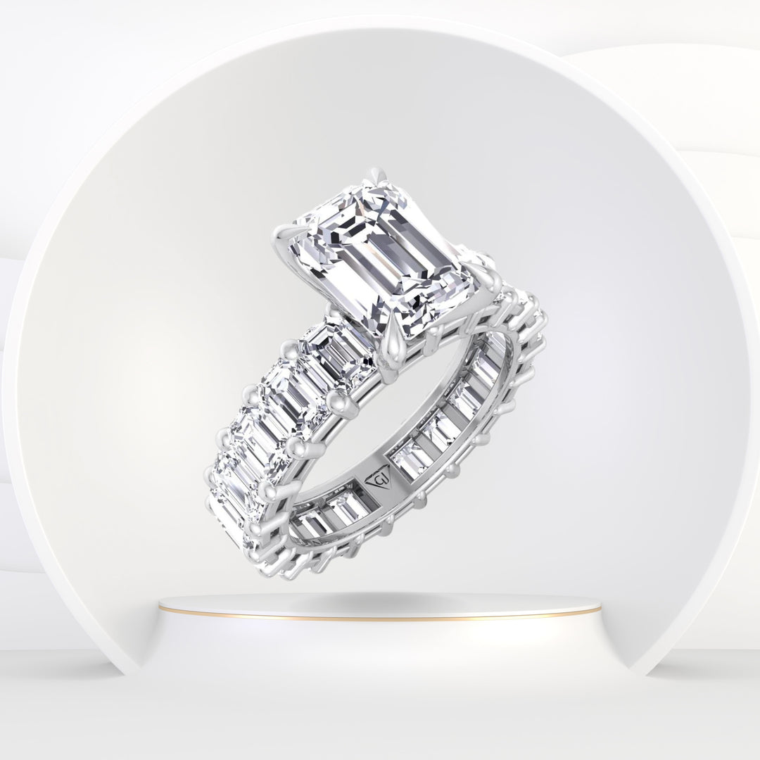 Oxford - Emerald Cut Diamond Eternity Engagement Ring - Gem Jewelers Co