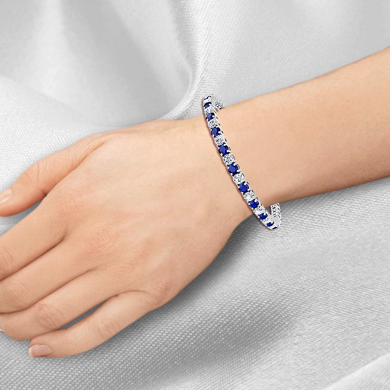 Claire - Natural Diamond & Sapphire Tennis Bracelet - Gem Jewelers Co