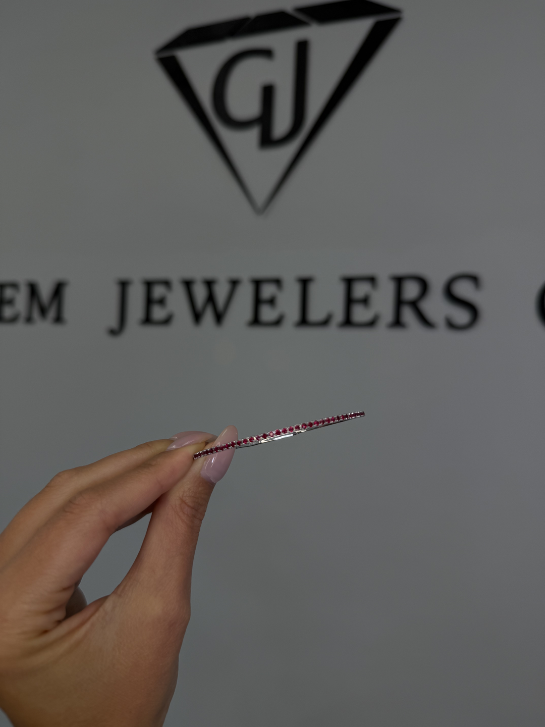 Flexible Natural Red Ruby Bangle in 14K Solid Gold Lifestyle 1