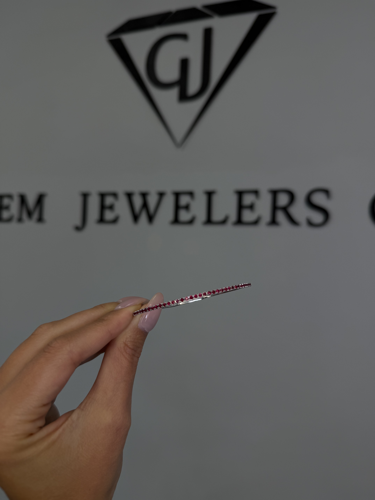 Flexible Natural Red Ruby Bangle in 14K Solid Gold Lifestyle 1
