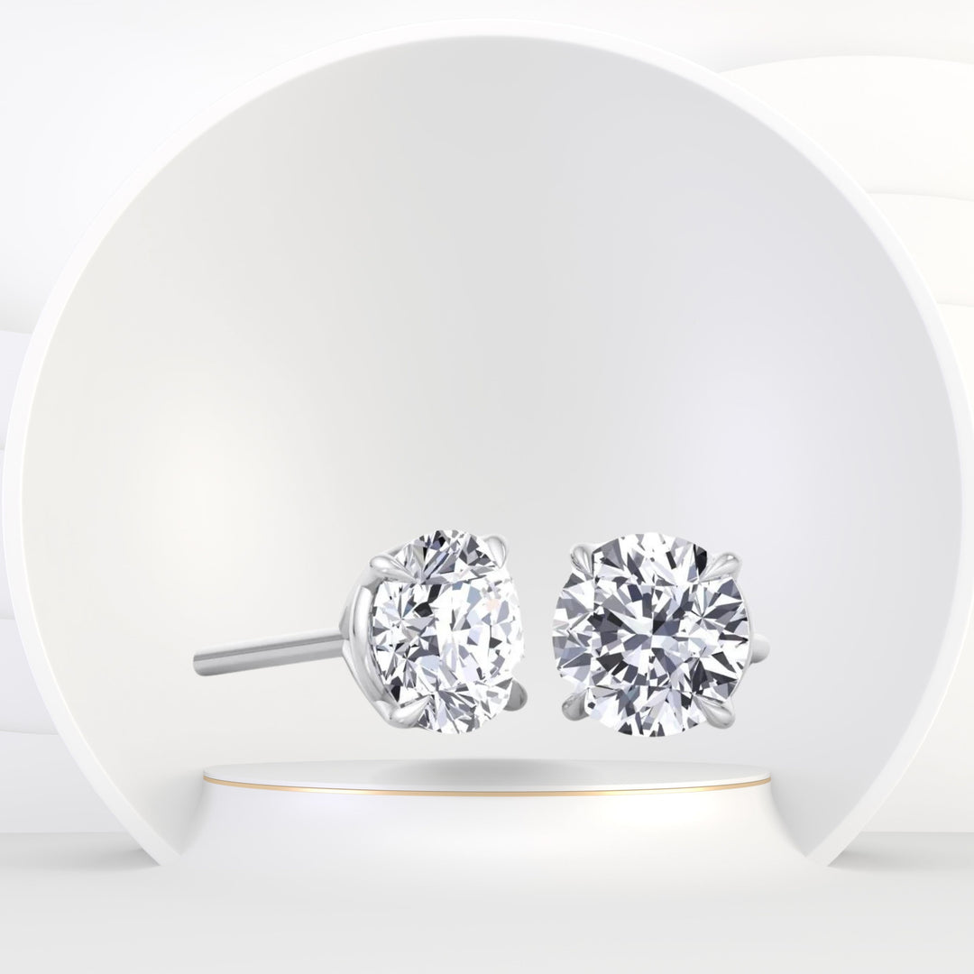 Round Natural Diamond Studs - Gem Jewelers Co