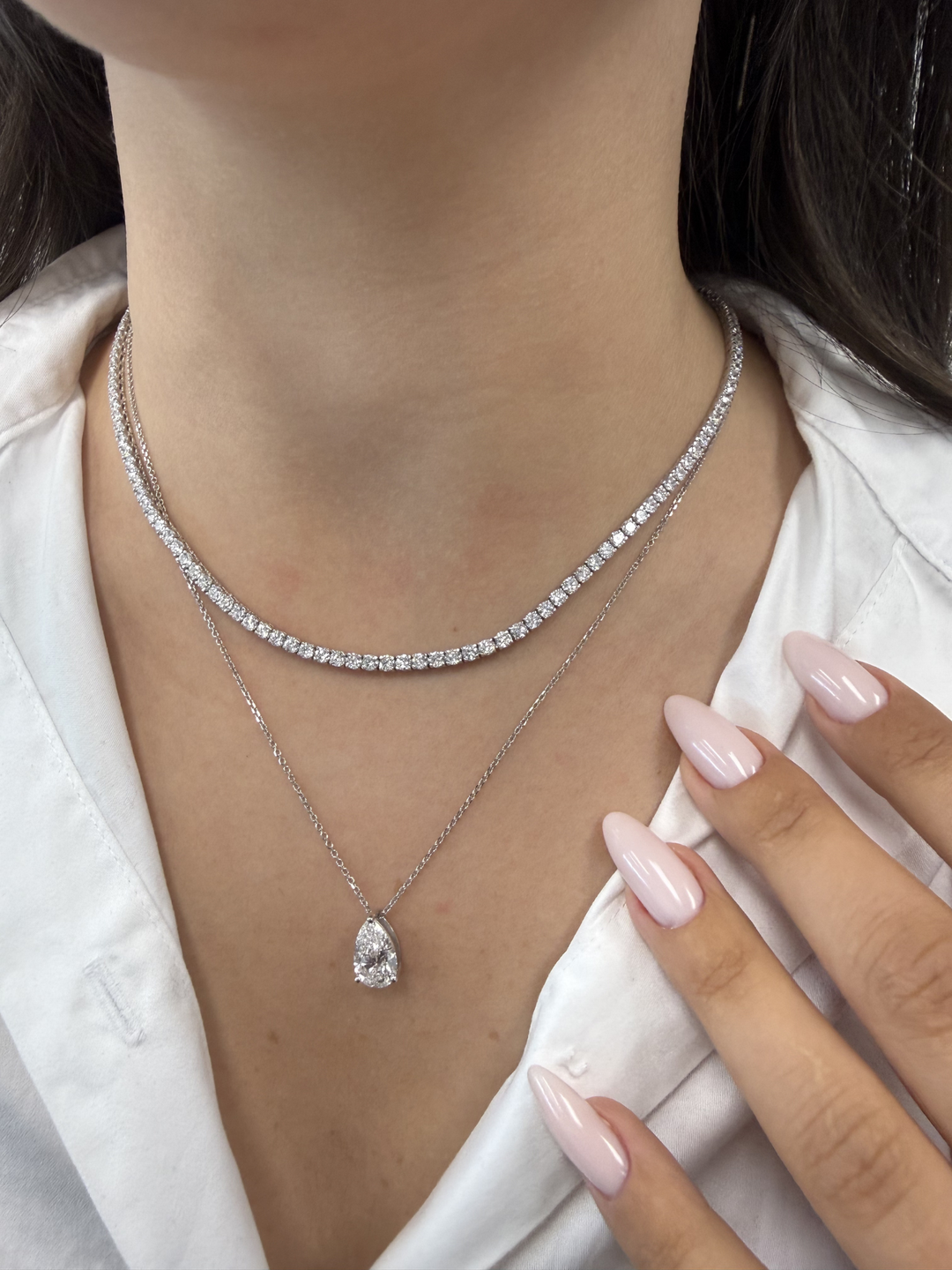 Floating Pear Shape Natural Diamond Pendant