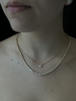 4 Prong Graduated Natural Diamond Tennis Necklace 18K