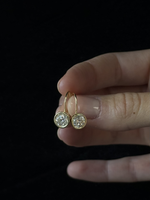 Round Shape Natural Diamond Dangle Earrings Yellow Gold