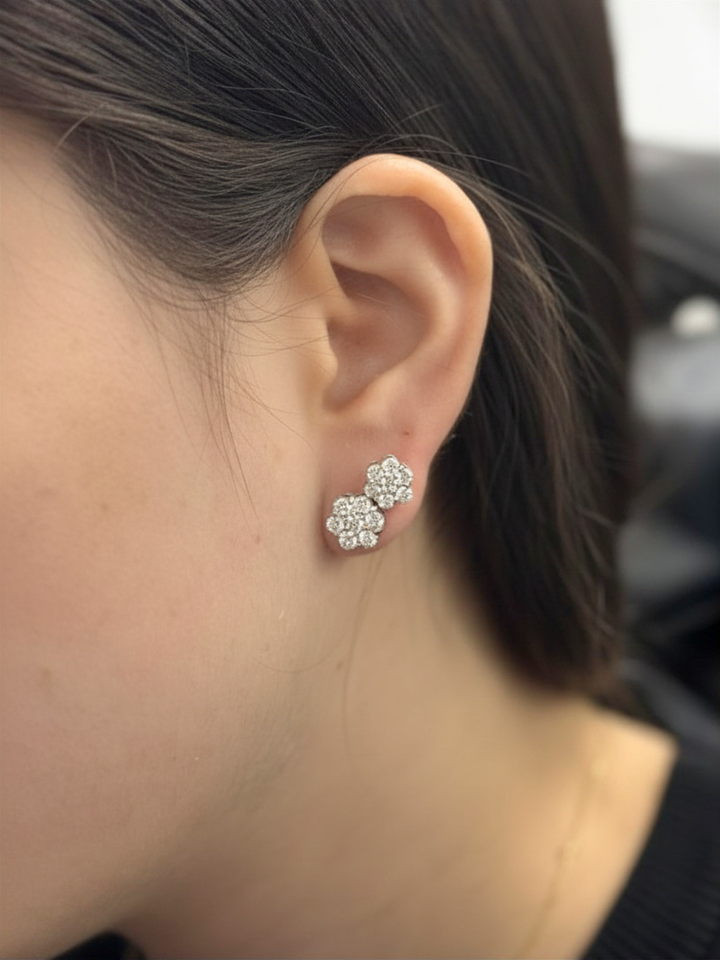 Cluster Flower Natural Diamond Studs
