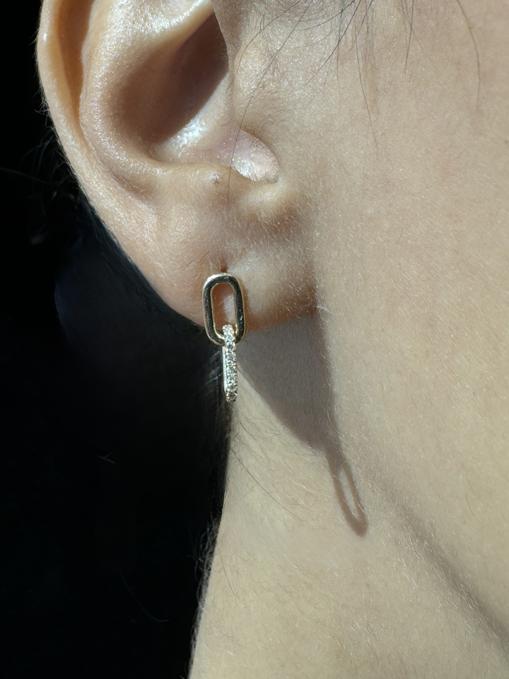 .45CT T.W. Paperclip Chain Natural Diamond Earrings