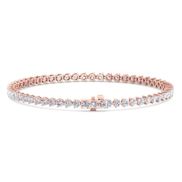 3-Prong Natural Diamond Tennis Bracelet-Martini Rose, Clasp