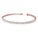 3-Prong Natural Diamond Tennis Bracelet-Martini Rose, Open Clasp