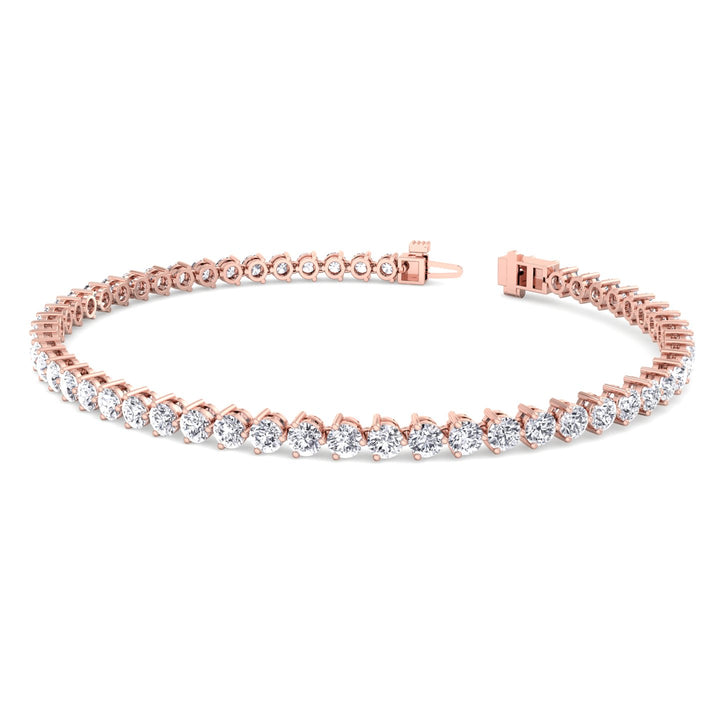 3-Prong Natural Diamond Tennis Bracelet-Martini Rose, Open Clasp