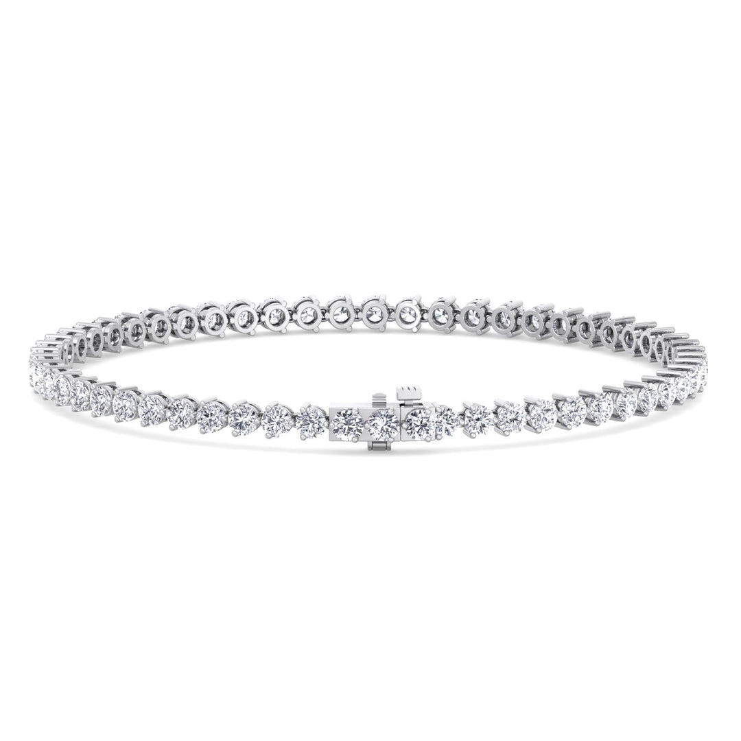 3-Prong Natural Diamond Tennis Bracelet-Martini White Gold, Clasp