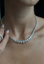 3-Prong Riviera Graduated Diamond Tennis Necklace in Platinum
