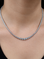 3-Prong Riviera Graduated Natural Diamond Tennis Necklace  WG