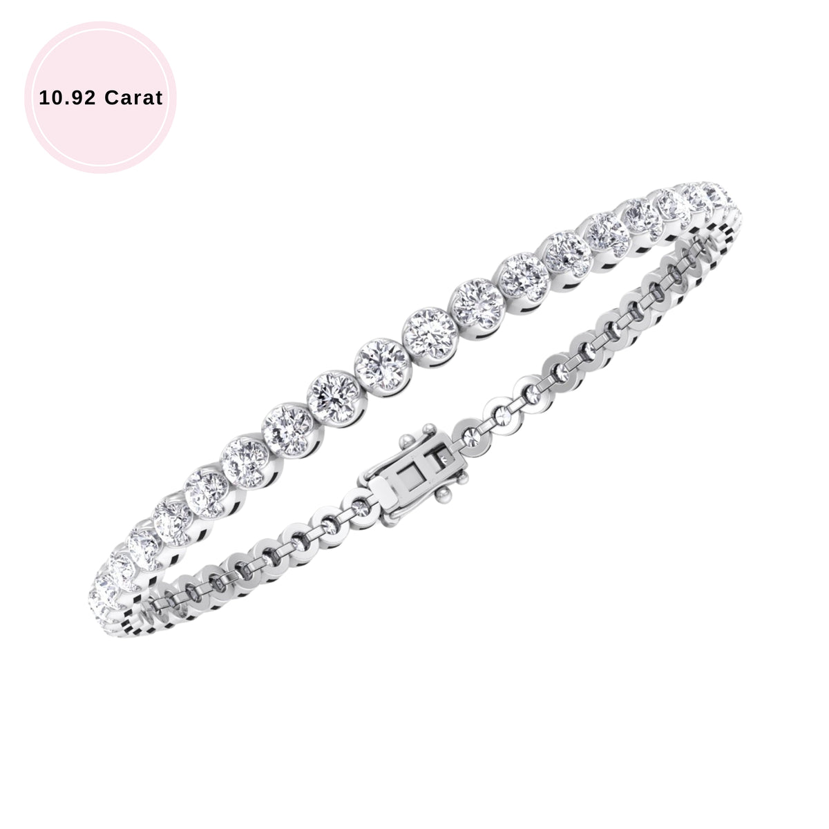 14K solid gold crown prong diamond tennis bracelet 10.92 carat