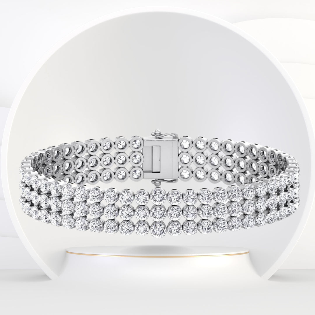 Alegra - Triple Row Graduated Natural Diamond Tennis Bracelet - Gem Jewelers Co