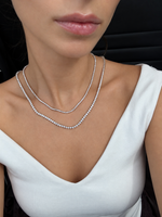 3 3 Prong Natural Diamond Tennis Necklace - Martini Style