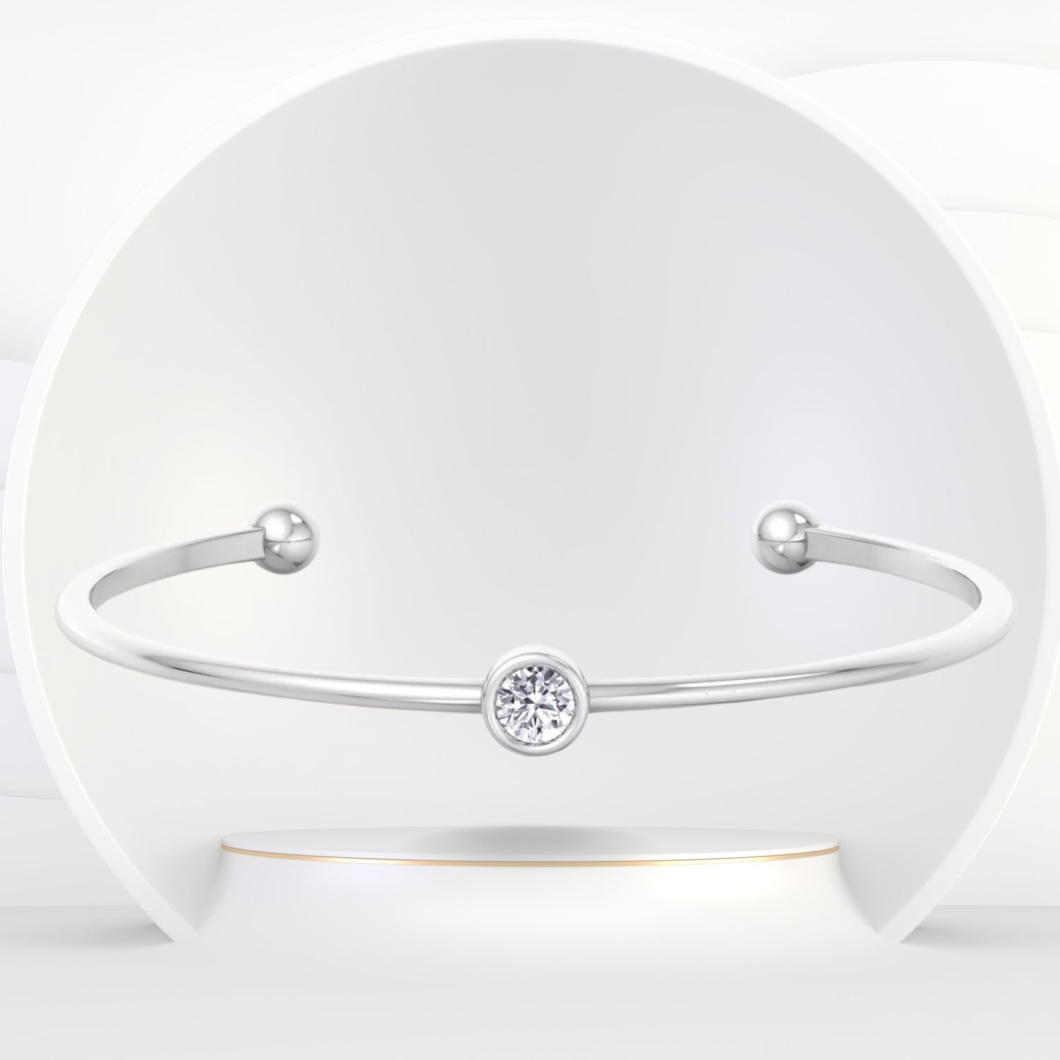 Ciella - Bezel Set Natural Diamond Solitaire Bangle - Gem Jewelers Co
