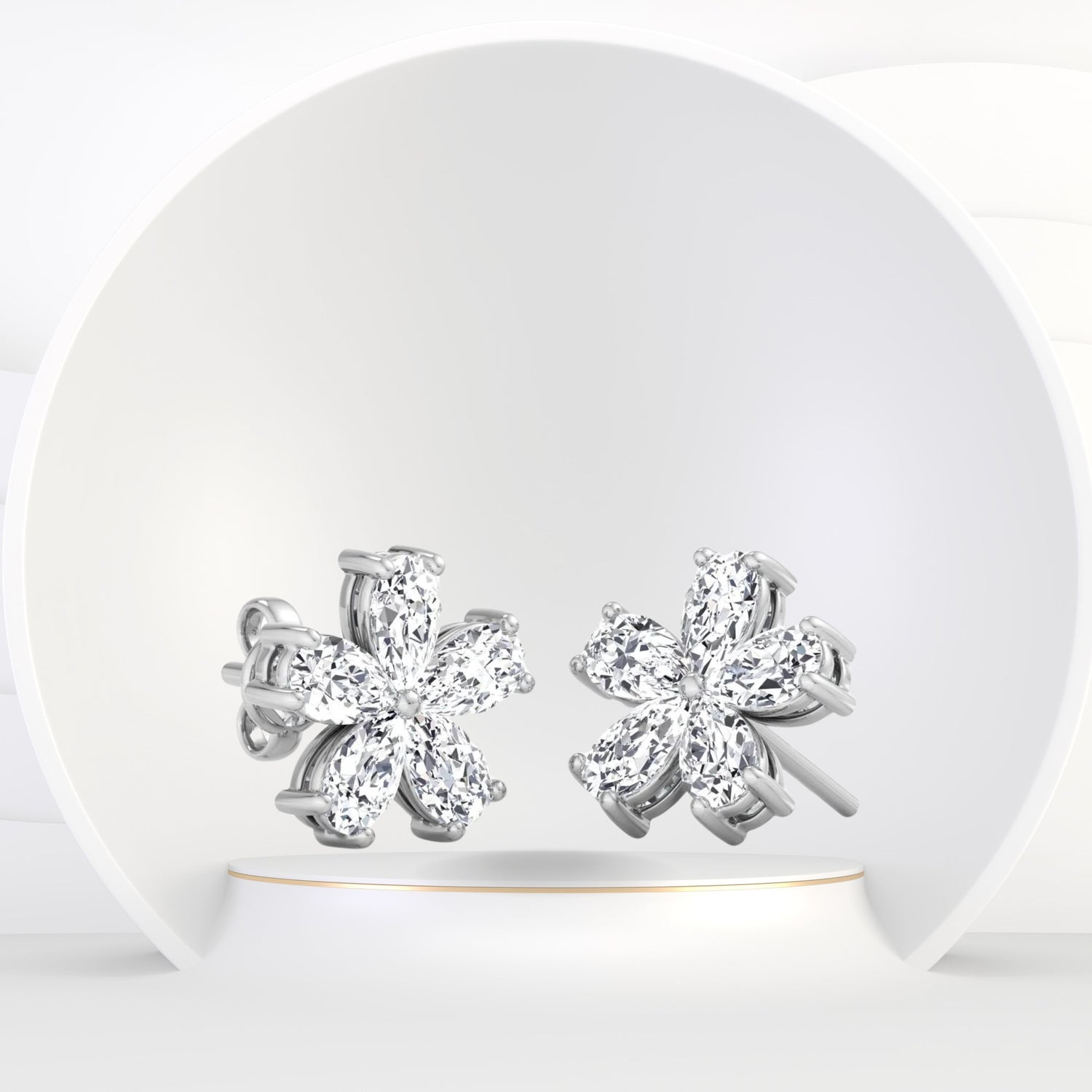 Meldo - 1.05 Carat Pear Shape Flower Diamond Earrings - Gem Jewelers Co