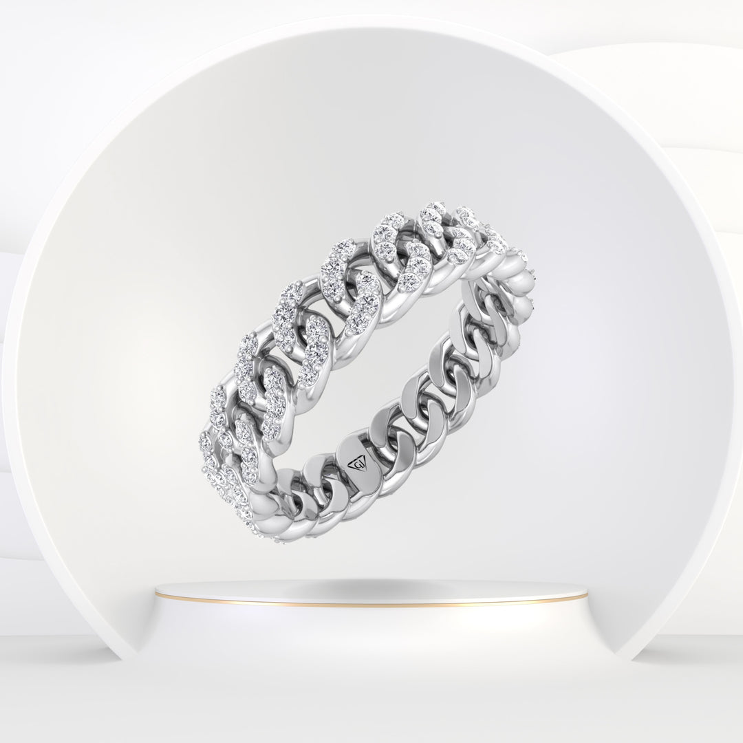 Nico - 1.23 CT Diamond Pave Cuban Link Ring (3mm) - Gem Jewelers Co