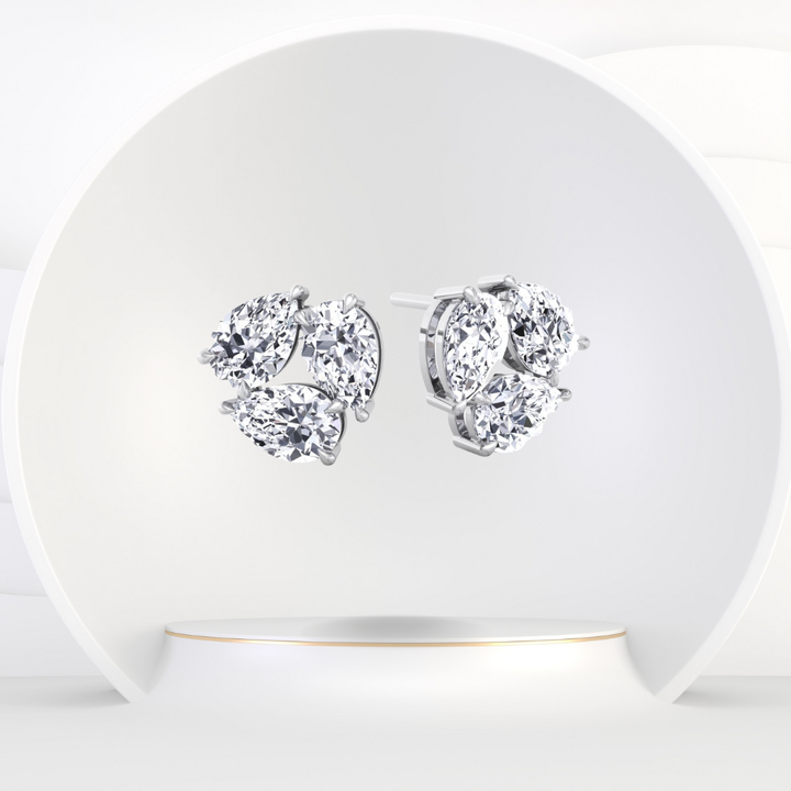 3 Piece Pear Shape Natural Diamond Studs