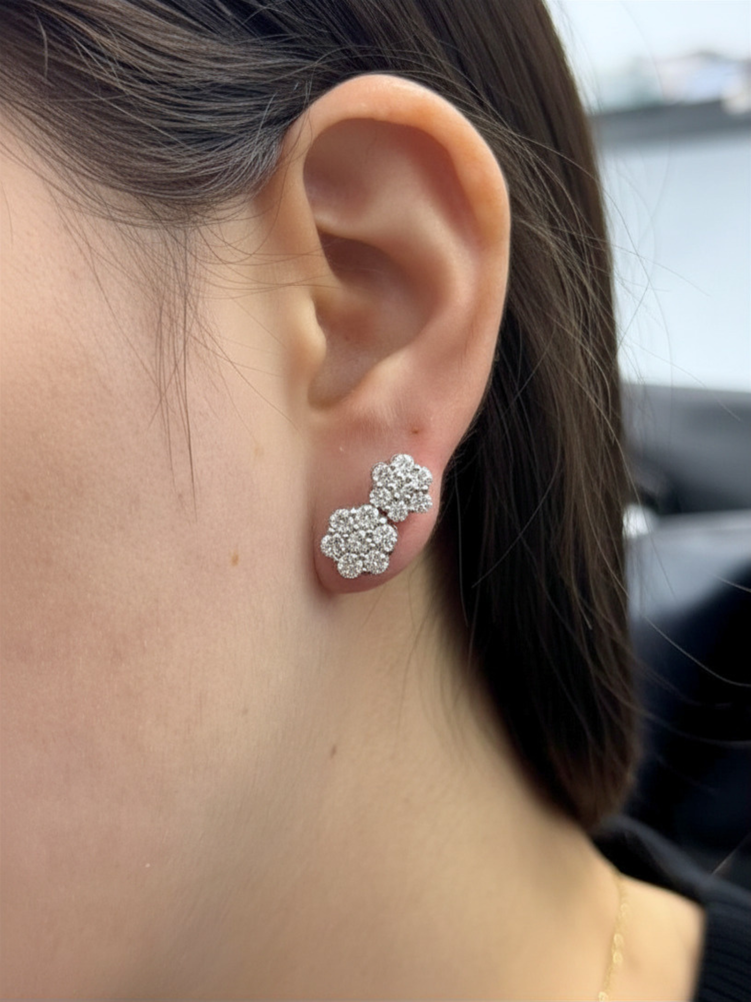Cluster Flower Natural Diamond Studs