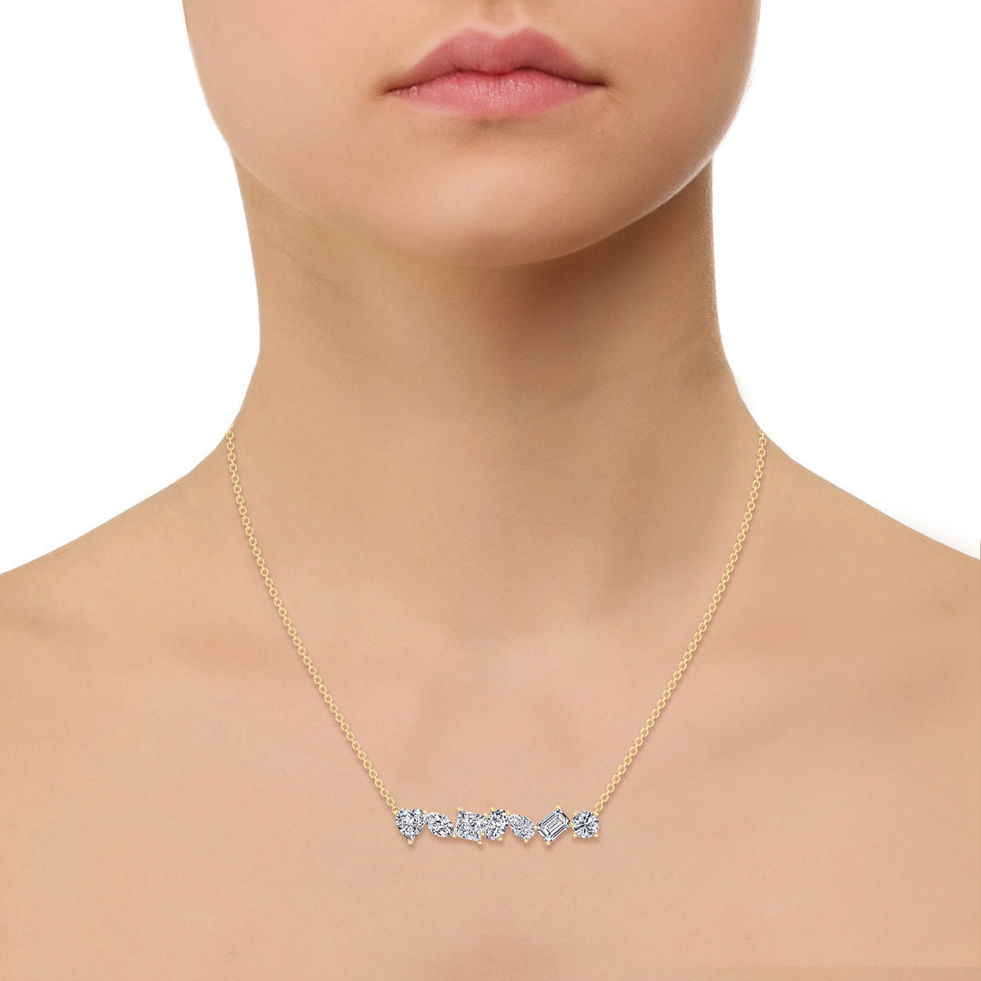 Multi Shape Natural Diamond Bar Pendant Yellow