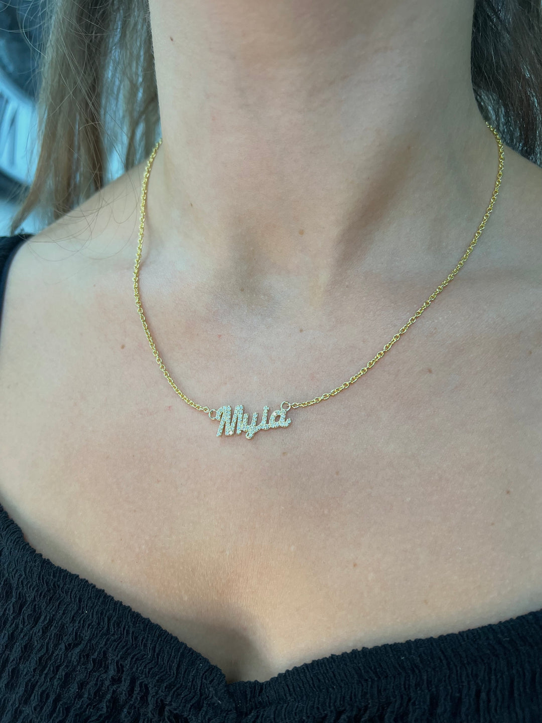 3/4CT Custom Diamond Name Pendant, Yellow Gold, Model
