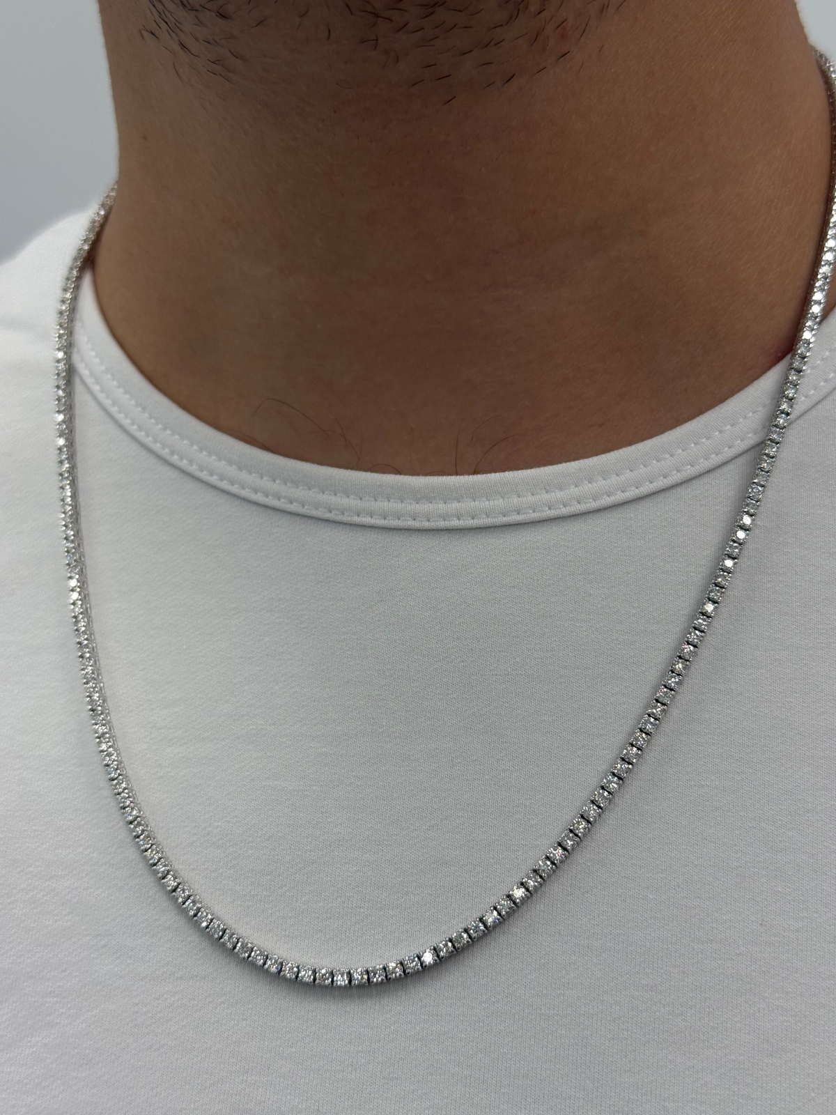 8 Carat Men's 4 Prong Natural Diamond Tennis Necklace Chain