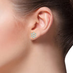 Vintage Style Natural Diamond Flower Earrings Yellow Gold 