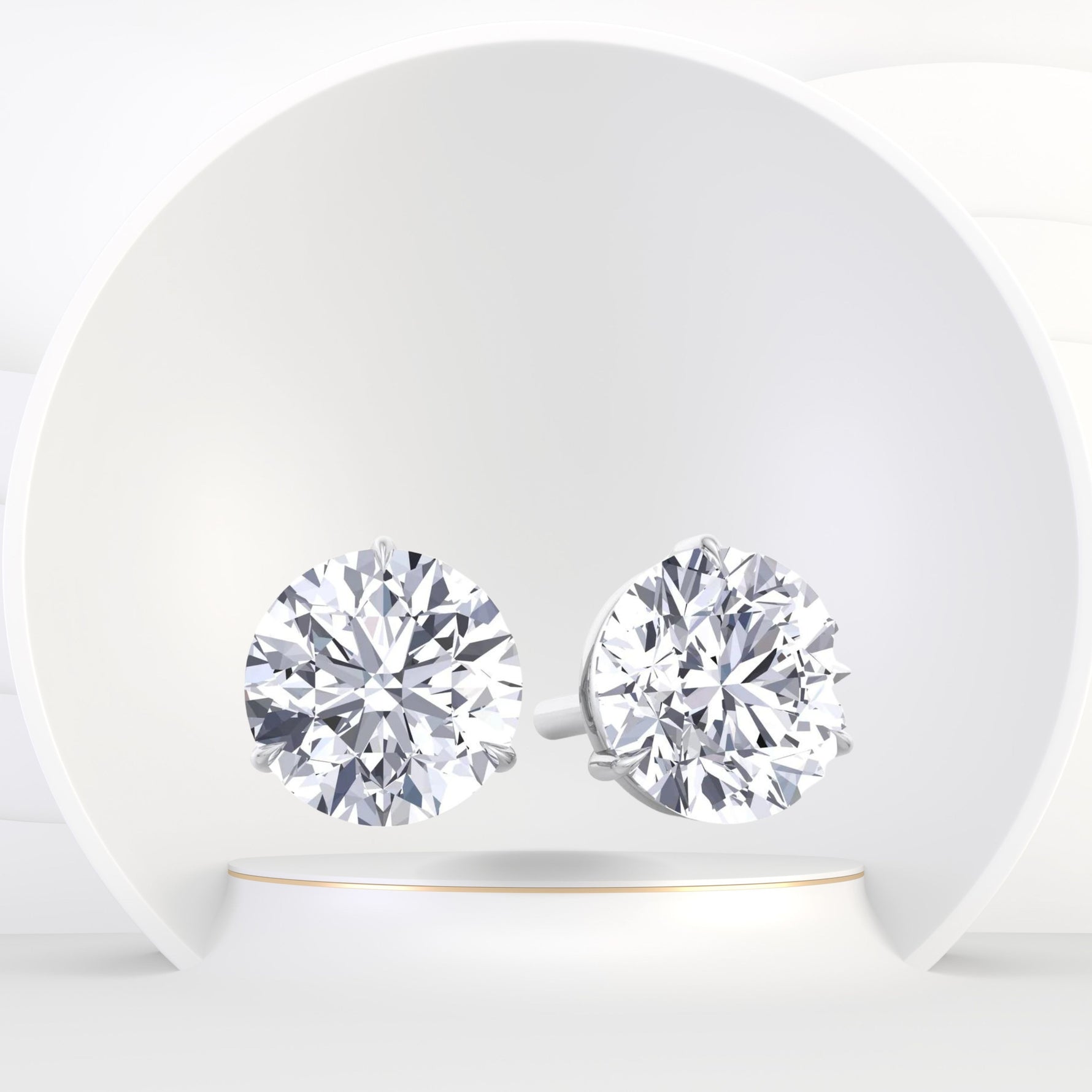 1CT T.W Round Natural Diamond Studs in 14K Gold ( Super Deal) - Gem Jewelers Co